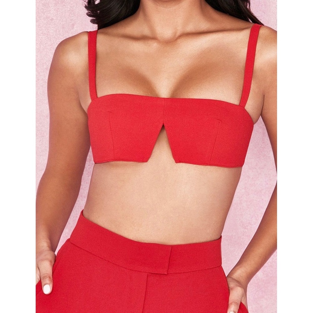 House of CB London Red Leela Bustier Crop Top XS